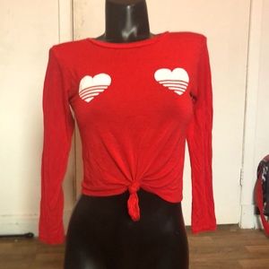 Hearts long sleeve crop top